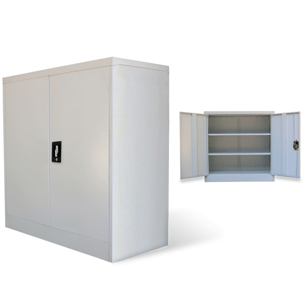 Office Cabinet with 2 Doors Grey 90 cm Steel - desks depot